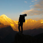 Sunrise shot of a traveller on Patalsu Peak Trail