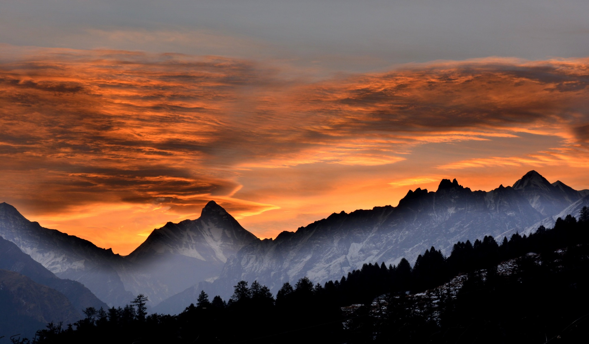 Nanda Devi peak shining during the early morning hours.